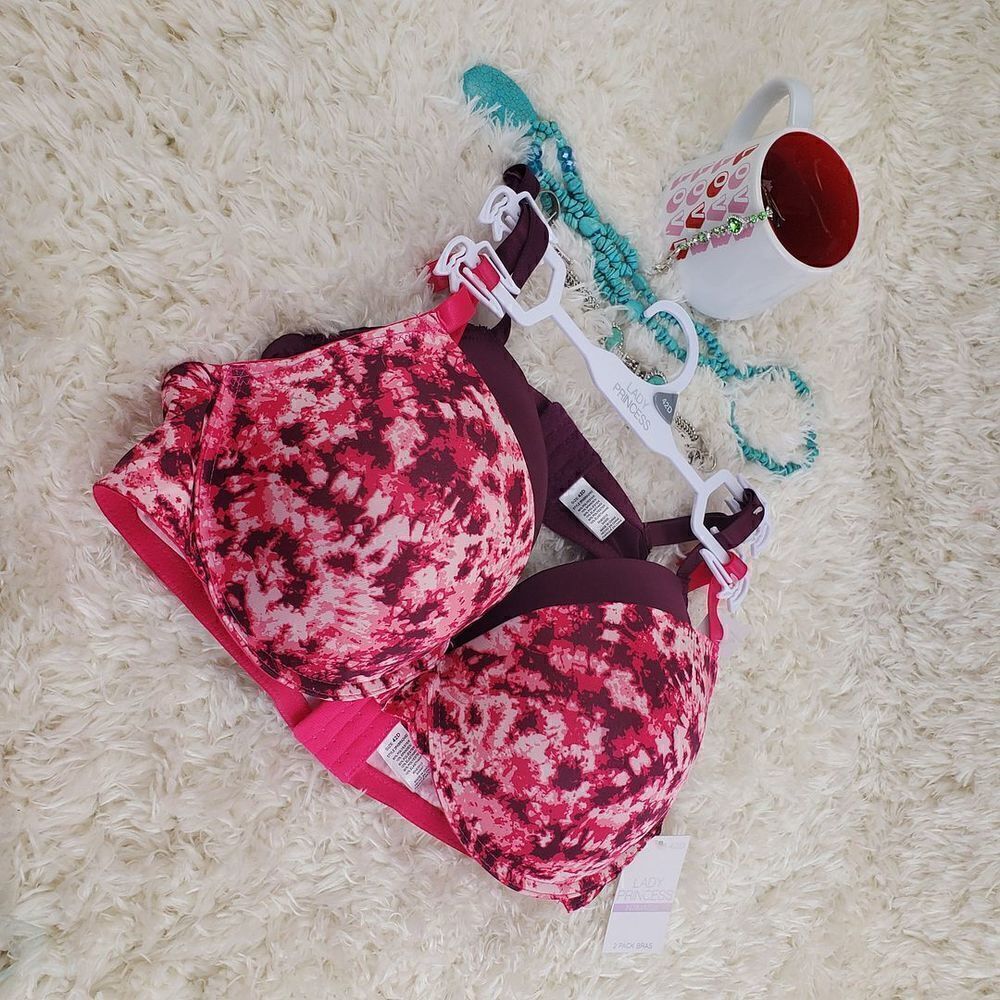 Lady Princess 42D Red Pack of 2  Lined Intimates Bra